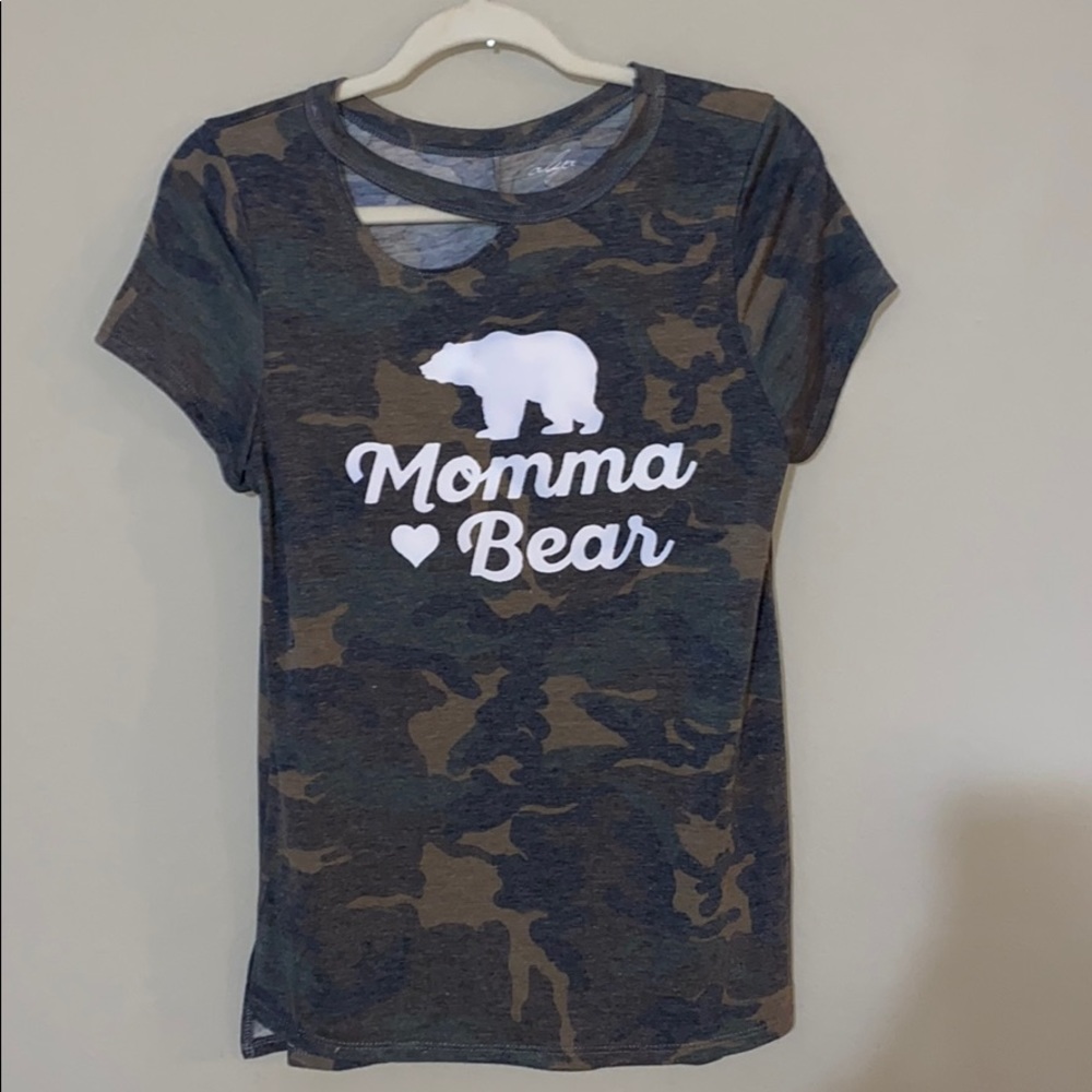 Francesca’s Momma Bear green camouflage T-shirt
